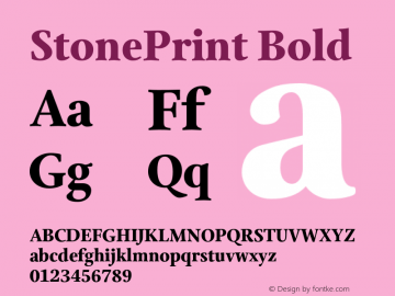 StonePrint-Bold Version 1.1 Font Sample