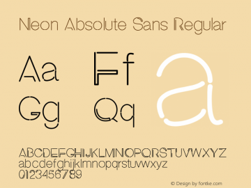 Neon Absolute Sans Version 1.002;Fontself Maker 2.3.5 Font Sample