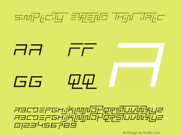 Simplicity Extend Thin Italic Version 1.00;March 8, 2019;FontCreator 11.5.0.2427 32-bit图片样张