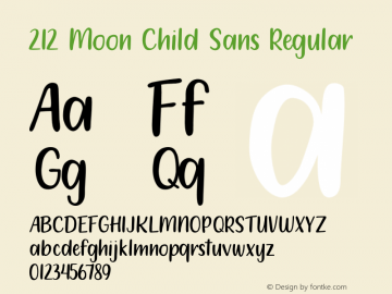 212 Moon Child Sans Version 0.00;April 5, 2019;FontCreator 11.5.0.2430 64-bit图片样张