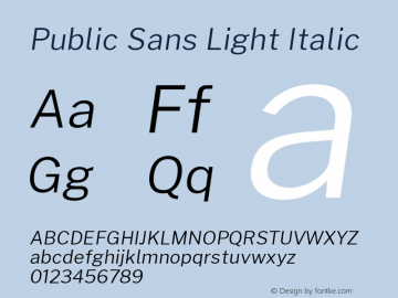 Public Sans Light Italic Version 1.000图片样张