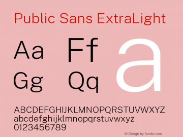 Public Sans ExtraLight Version 1.000 Font Sample