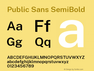 Public Sans SemiBold Version 1.000 Font Sample