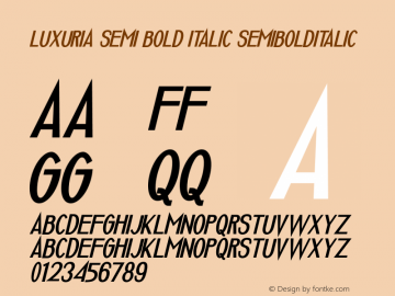 Luxuria Semi Bold Italic Version 1.00图片样张