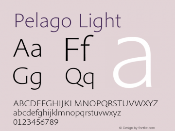 Pelago Light Version 1.025;PS 1.0;hotconv 16.6.53;makeotf.lib2.5.65590图片样张