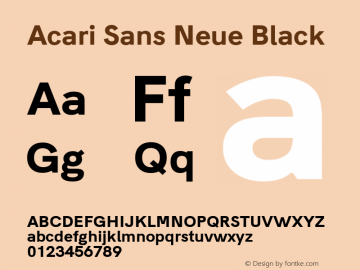Acari Sans Neue Black Version 1.045;PS 001.045;hotconv 1.0.88;makeotf.lib2.5.64775; ttfautohint (v1.8.3)图片样张