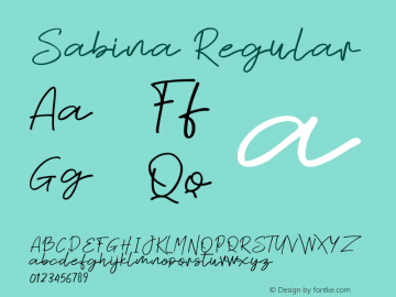 Sabina Version 1.00;April 6, 2019;FontCreator 11.5.0.2430 32-bit Font Sample
