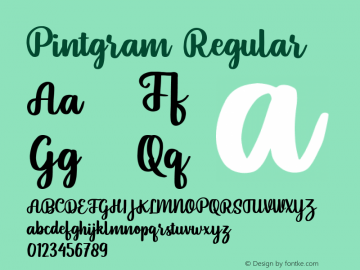 Pintgram Regular Version 1.000 Font Sample