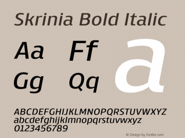 Skrinia Bold Italic Version 1.000;PS 001.000;hotconv 1.0.88;makeotf.lib2.5.64775图片样张