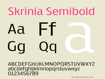 Skrinia Semibold Version 1.000;PS 001.000;hotconv 1.0.88;makeotf.lib2.5.64775图片样张