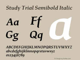 Study Trial Semibold Italic Version 1.020;hotconv 1.0.109;makeotfexe 2.5.65596 Font Sample