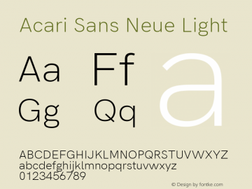 Acari Sans Neue Light Version 1.045;April 22, 2019;FontCreator 11.5.0.2425 64-bit图片样张
