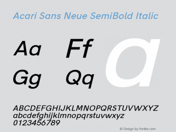 Acari Sans Neue SemiBold Italic Version 1.045;April 22, 2019;FontCreator 11.5.0.2425 64-bit图片样张