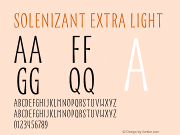 Solenizant Extra Light Version 2.000;PS 002.000;hotconv 1.0.88;makeotf.lib2.5.64775 Font Sample