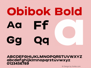 Obibok Bold Version 1.000;PS 001.000;hotconv 1.0.88;makeotf.lib2.5.64775图片样张