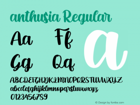 anthusia Version 001.00 Font Sample