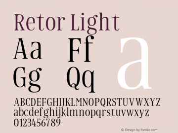 Retor Light Version 1.000;PS 001.000;hotconv 1.0.88;makeotf.lib2.5.64775 Font Sample
