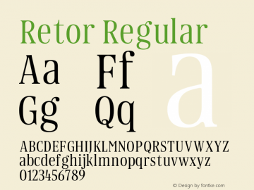 Retor Regular Version 1.000;PS 001.000;hotconv 1.0.88;makeotf.lib2.5.64775 Font Sample