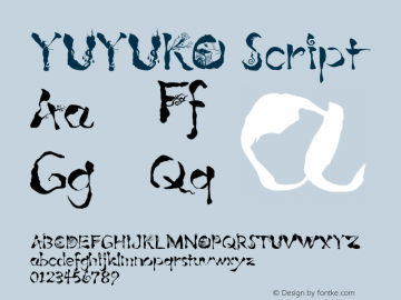 YUYUKO Script Regular Version 1.000;PS 001.000;hotconv 1.0.70;makeotf.lib2.5.58329图片样张
