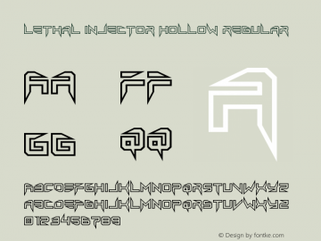 Lethal Injector Hollow Regular Version 2.00;February 20, 2019;FontCreator 11.5.0.2427 32-bit图片样张