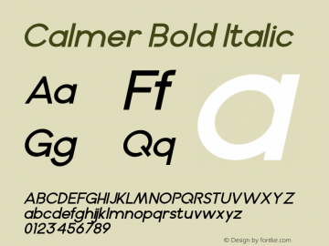 Calmer Bold Italic Version 1.000 Font Sample