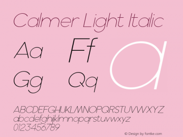 Calmer Light Italic Version 1.000图片样张