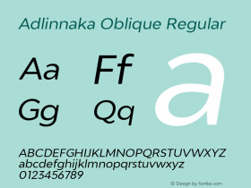 Adlinnaka Regular Oblique Version 1.000 Font Sample