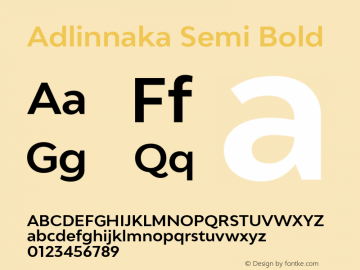 Adlinnaka Semi Bold Version 1.000;PS 001.000;hotconv 1.0.88;makeotf.lib2.5.64775 Font Sample