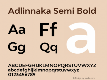 Adlinnaka Semi Bold Version 1.000 Font Sample