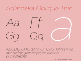 Adlinnaka Thin Oblique Version 1.000 Font Sample