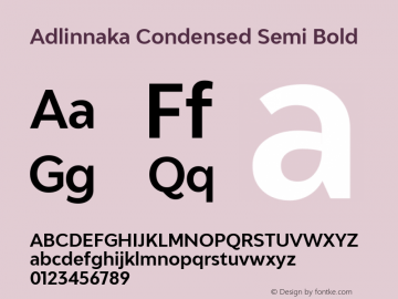 Adlinnaka Semi Bold Condensed Version 1.000图片样张