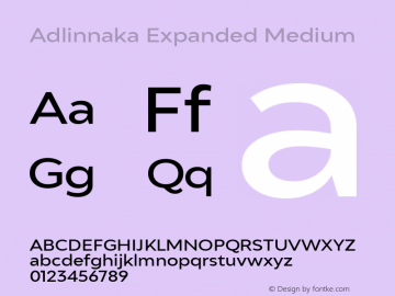 Adlinnaka Medium Expanded Version 1.000 Font Sample