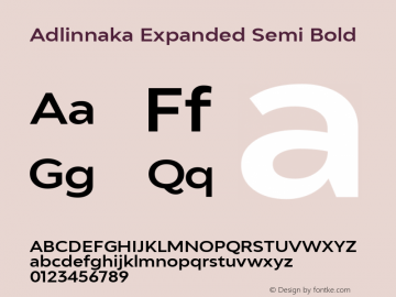 Adlinnaka Semi Bold Expanded Version 1.000 Font Sample