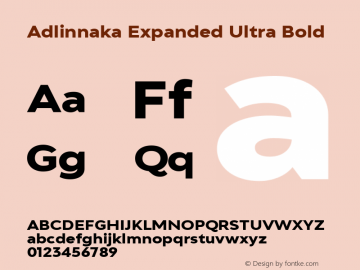 Adlinnaka Ultra Bold Expanded Version 1.000 Font Sample