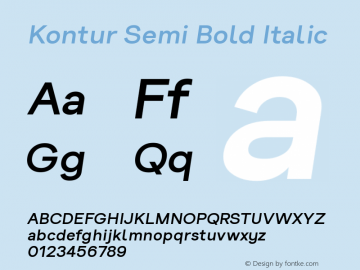 Kontur Semi Bold Italic Version 5.001;PS 005.001;hotconv 1.0.88;makeotf.lib2.5.64775;YWFTv17 Font Sample