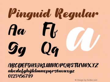 Pinguid Version 1.00 Font Sample