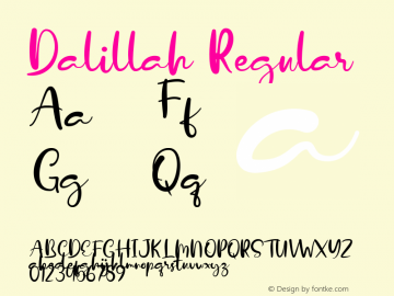 Dalillah Demo Version 1.00;April 23, 2019;FontCreator 11.5.0.2430 64-bit图片样张