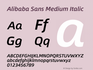 Alibaba Sans Medium Italic Version 1.00 Font Sample