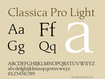 Classica Pro Light Version 3.00 Font Sample
