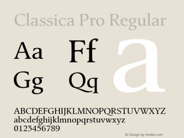 Classica Pro Version 3.00 Font Sample