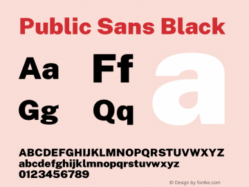 Public Sans Black Version 1.000;PS 001.000;hotconv 1.0.88;makeotf.lib2.5.64775 Font Sample