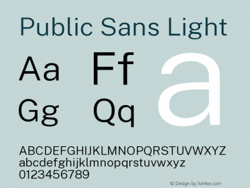 Public Sans Light Version 1.000 Font Sample