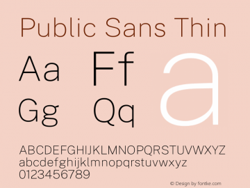 Public Sans Thin Version 1.000;PS 001.000;hotconv 1.0.88;makeotf.lib2.5.64775 Font Sample