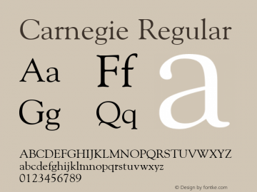 Carnegie Regular Rev. 002.02q Font Sample