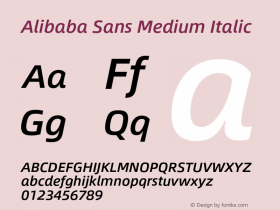 Alibaba Sans Medium Italic Version 1.02图片样张