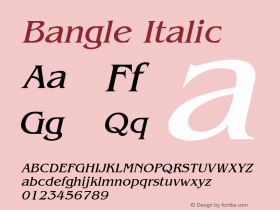 Bangle Italic Altsys Fontographer 4.1 1/27/95图片样张