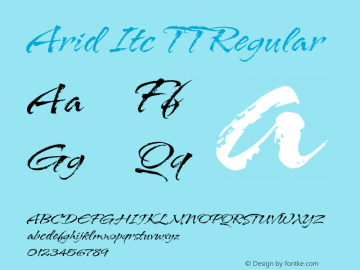 Arid Itc TT v1.0 Font Sample