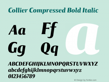 Collier-CompressedBoldItalic Version 1.000 Font Sample