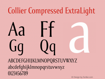 Collier-CompressedExtraLight Version 1.000 Font Sample