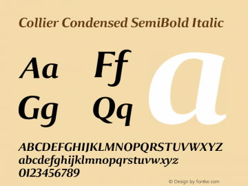 Collier-CondensedSemiBoldItalic Version 1.000 Font Sample